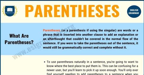 Parentheses | Definition and Detailed Usage of Parentheses - ESL Grammar