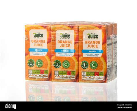 The Juice company six carton bulk pack of orange juice isolated on a ...