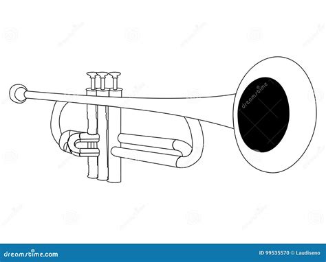 Isolated trumpet outline stock vector. Illustration of musician - 99535570