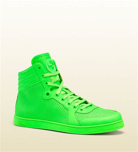 Gucci Neon Green Leather Hightop Sneaker for Men | Lyst