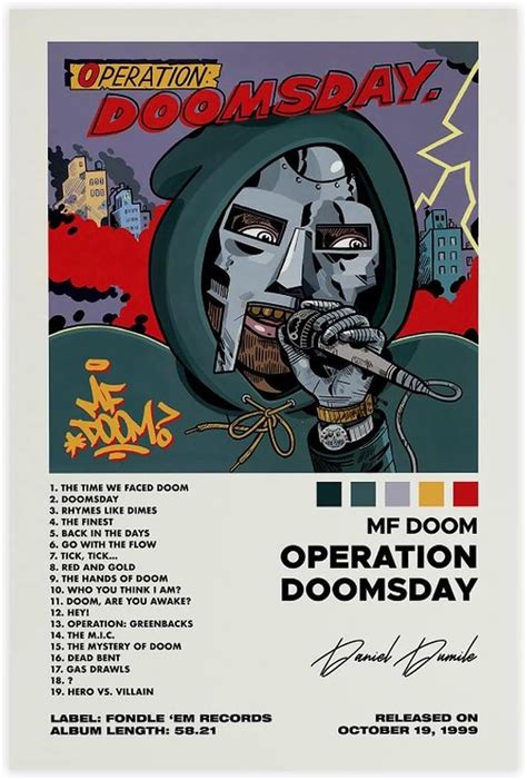 MF Doom Poster Operation Doomsday Album Cover Poster Canvas Poster ...