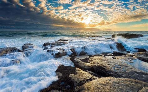 nature, Waves, Sea, Clouds, Rock, Water Wallpapers HD / Desktop and ...