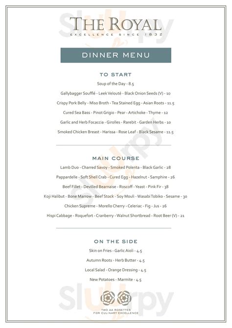 The Royal Hotel Restaurant menù, Ventnor - Menu | Sluurpy