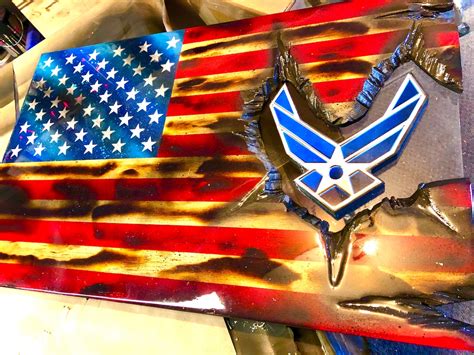 Scorched Air Force Patch Series Professional Wooden American Flag Gift ...