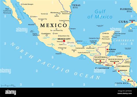 Mesoamerica, political map. Historical region and cultural area in ...