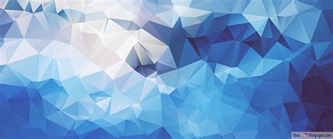 Blue, teal, and white geometric artwork triangles 4K wallpaper download