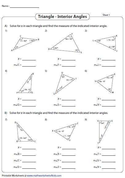 Sum Of Interior Angles Worksheet Pdf