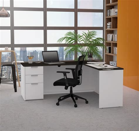 71" x 62" Modern L-shaped Desk in White & Deep Gray – ComputerDesk.com