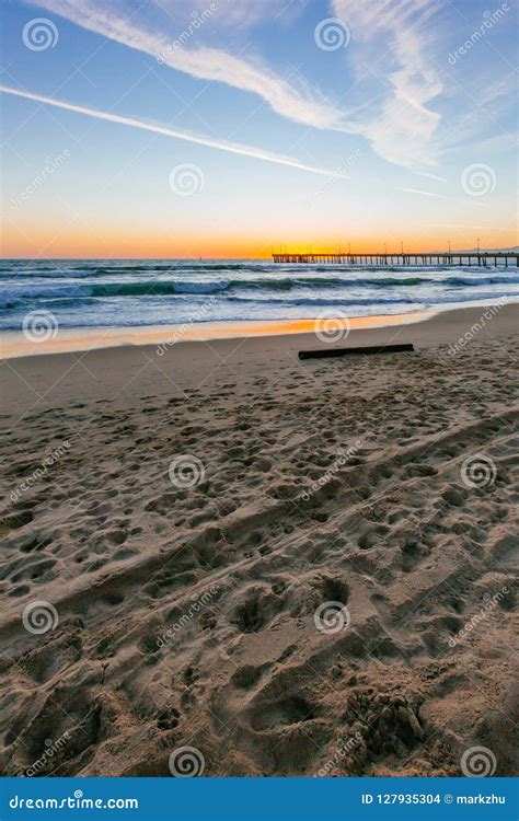 Sunset Over Venice Fishing Pier in Venice Beach, Los Angeles Stock ...