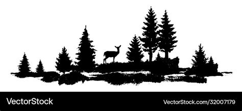 Composition forest silhouette landscape Royalty Free Vector