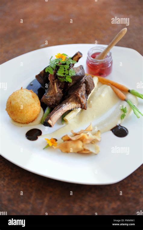 Lamb chops with various sides Stock Photo - Alamy