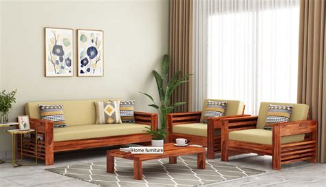 Home furniture Wooden Sofa Set for Living Room and Office (5 Seater (3 ...