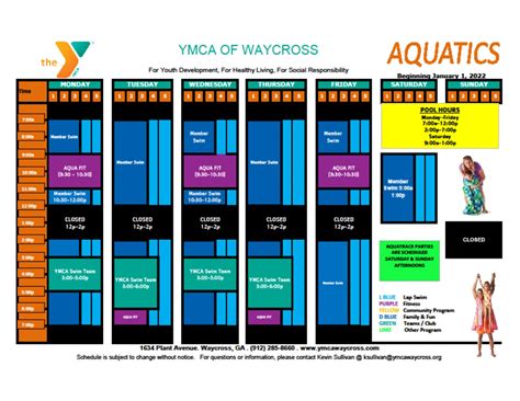 Pool Schedule – YMCA of Waycross