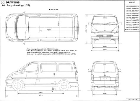 Toyota Hiace 1995-2001 Blueprint - Download free blueprint for 3D modeling