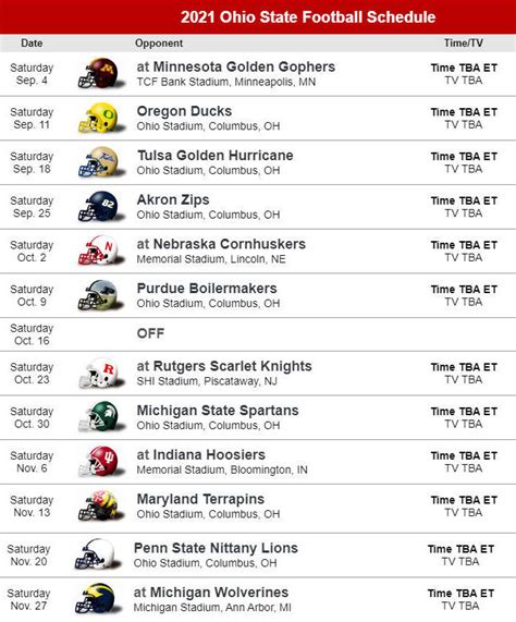 Printable Osu Football Schedule