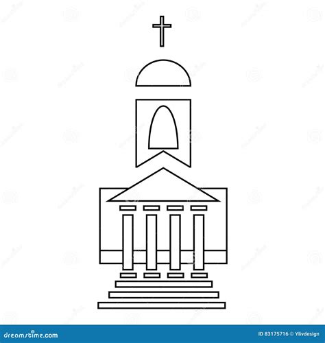 Church icon, outline style stock vector. Illustration of concept - 83175716