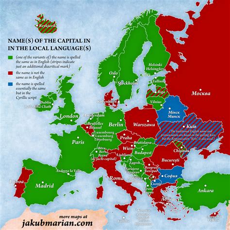 Names of European capitals in local languages