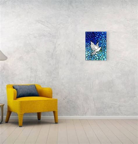 Dove Art Print From Painting Flowers Blue Peaceful Doves White - Etsy