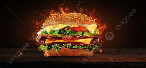 Burger Fire Food Hd Background, Burger, Fire, Food Background Image And ...