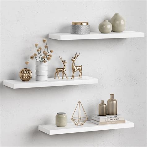 White Floating Shelves for Wall Decor, 24 Inches Long Wall Shelves for ...