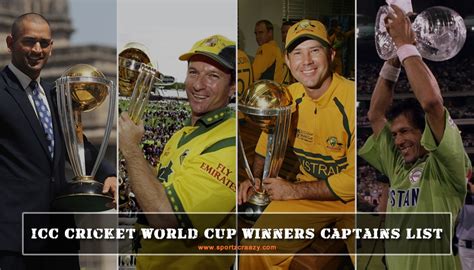 ICC Cricket World Cup Winners Captains List | CWC Winners Captain List