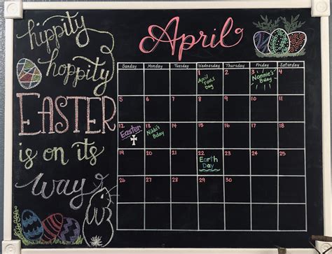 April Chalkboard Calendar 2020 | Chalkboard calendar, Chalkboard wall ...