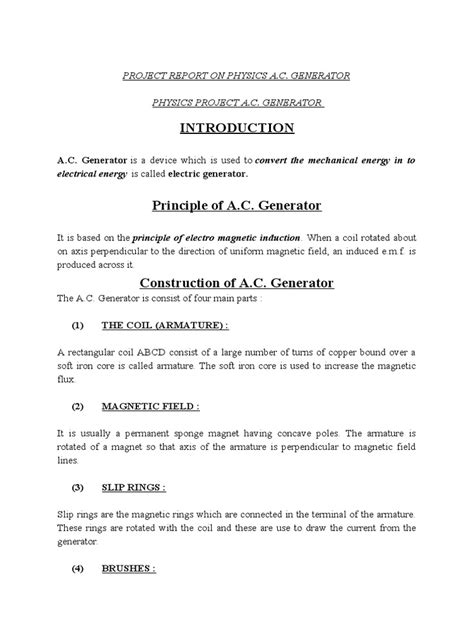 Ac Generator | PDF | Electric Generator | Inductor