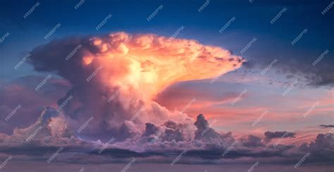 Premium Photo | Cloud in the form of a nuclear explosion. bright sky at ...