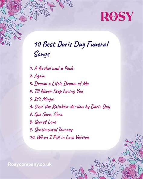 Doris Day - 10 Best Funeral Songs [Audio & Lyrics]