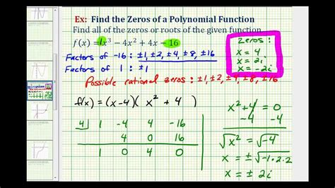 Ex 4: Find the Zeros of a Polynomial Function with Imaginary Zeros ...