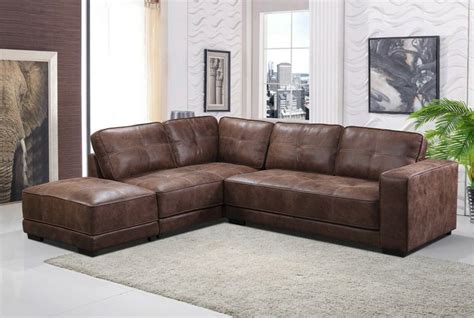 New Cheap Carlton Large Tan Leather Corner Sofa With Footstool Left ...