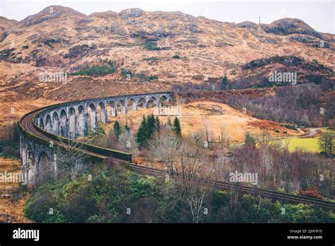 An aerial view of Glenfinnan Viaduct, the Harry Potter Train Bridge at ...