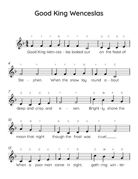 Good King Wenceslas Easy Piano Sheet Music