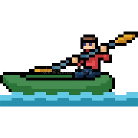 Vector Pixel Art Canoe Boat Stock Vector - Illustration of cute, paddle ...