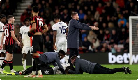 Tom Lockyer collapses during Bournemouth vs Luton Town Premier League ...