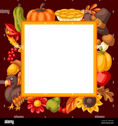 Happy Thanksgiving Day background. Design with holiday objects Stock ...