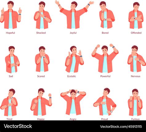 Different emotion gestures people emotions on Vector Image