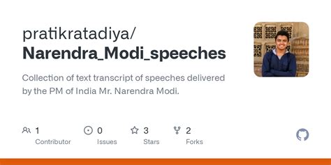 GitHub - pratikratadiya/Narendra_Modi_speeches: Collection of text ...