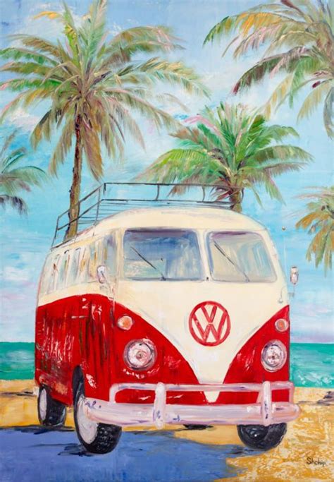 Bulli. Hippie Bus, Painting by Natalia Shchipakina | Artmajeur | Hippie ...