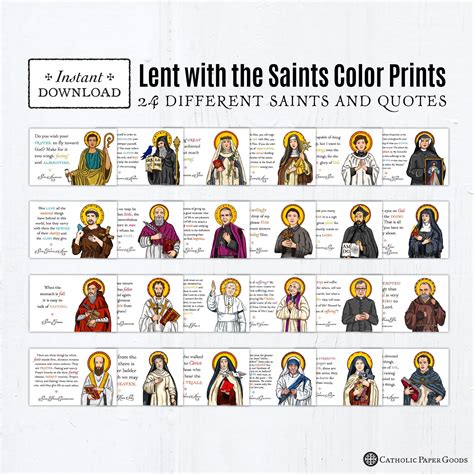 Lent with the Saints 24 Printable Catholic Saint Art Prints, Saint ...