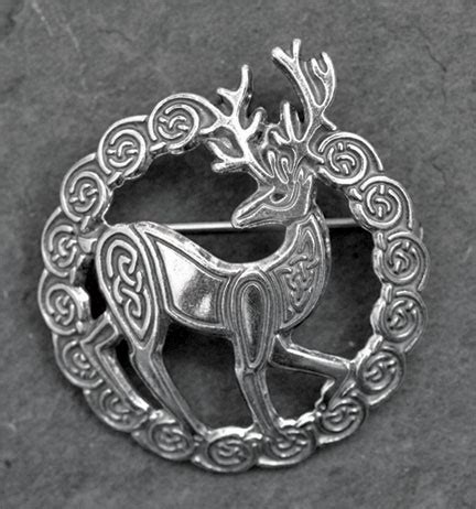 HERNE STAG - Sterling Silver Celtic Brooch By Welsh artist Jen Delyth ...