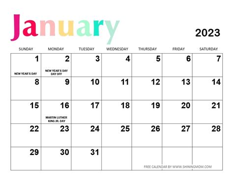 Free Printable January 2023 Calendar: 15 Awesome Designs!