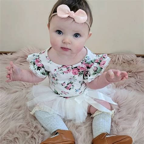 Newborn Infant Baby Girl Clothes Sleeveless Lace Ruffle Floral Rompers ...