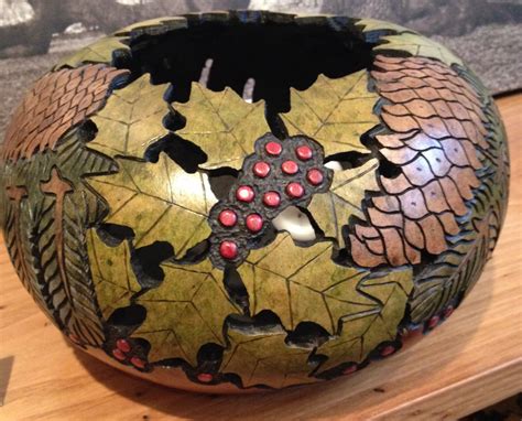 Christmas gourd, carved | Gourds crafts, Gourds birdhouse, Gorgeous gourds