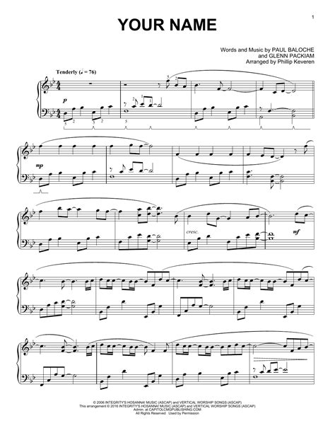 Your Name (arr. Phillip Keveren) by Phillips, Craig & Dean Sheet Music ...