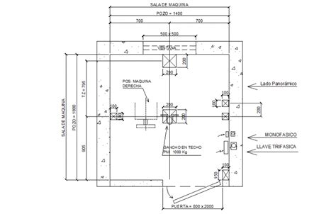 Interior elevator installation machine room floor cad drawing details ...