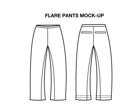 Unisex Flare Pants Flat Technical Drawing Illustration Blank Streetwear ...