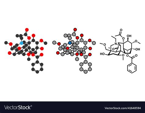 Aconitine molecule toxin present in aconitum Vector Image