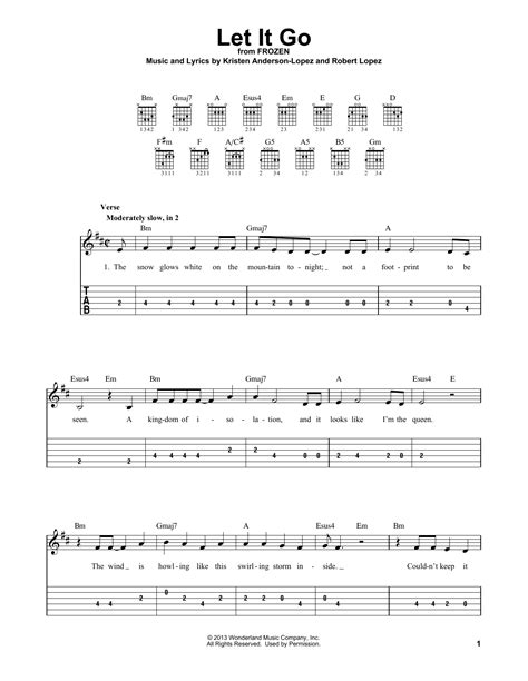 Let It Go (from Frozen) by Idina Menzel - Easy Guitar Tab - Guitar ...