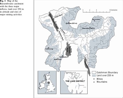 Map of the Bassenthwaite catchment with the three major inflows, land ...